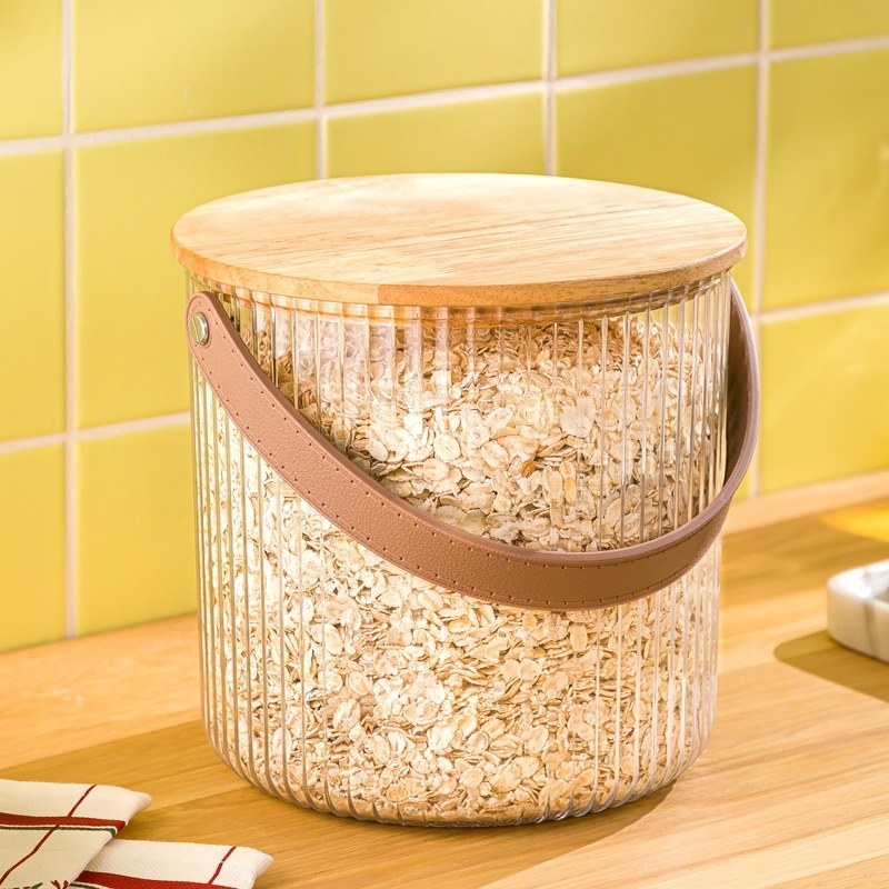 سطل 3لیتر حبوبات شیاردار لیمون کد2472 ; ترکیبی از زیبایی نظم و کاربرد در آشپز خانه مناسب نگهداری انواع حبوبات و مواد خشک